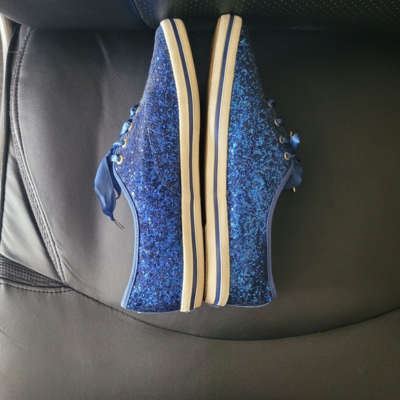 Kate Spade Keds Blue Glitter Sneakers Size 8.5 - Picture 6 of 7